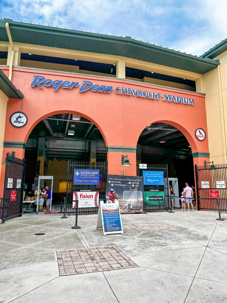 family events in Jupiter- entrance to Roger Dean Stadium (baseball)