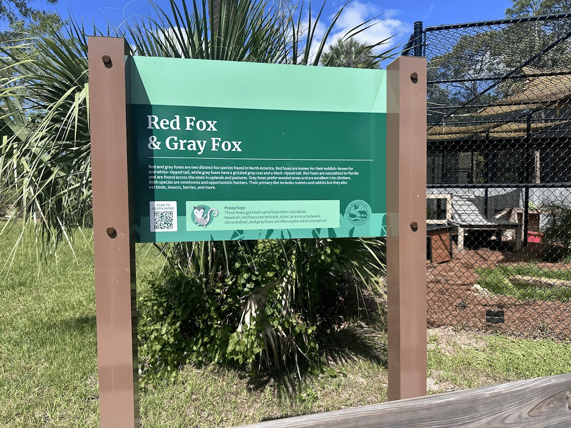 Educational sign about animals for homeschoolers on the treasure coast